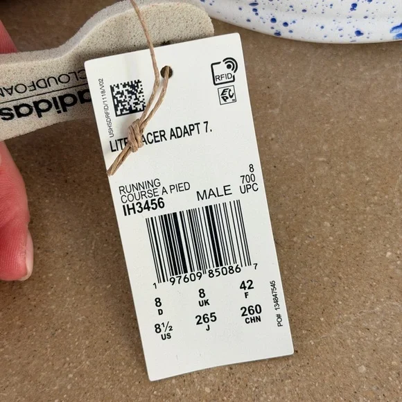 Adidas Men's Gray and Blue Lite Racer Adapt 7 Sneakers - Picture 6 of 6